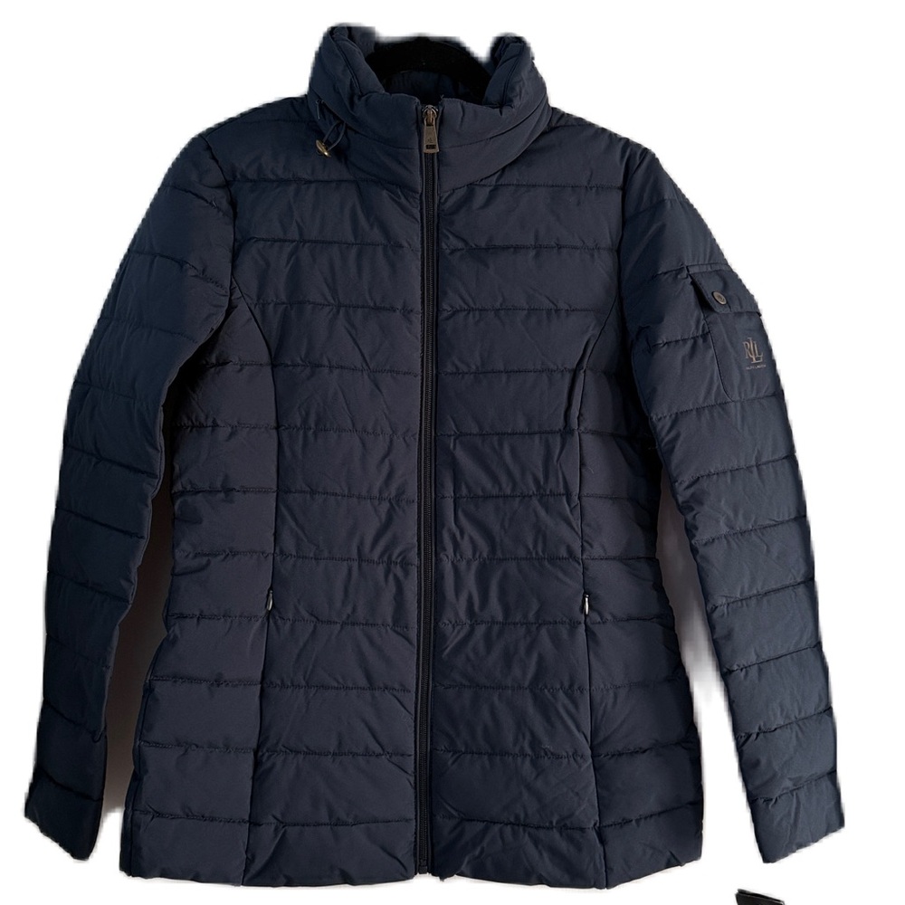 Lauren Ralph Lauren Short Stretch Packable Womens Navy Puffer Jacket Size XS NWT